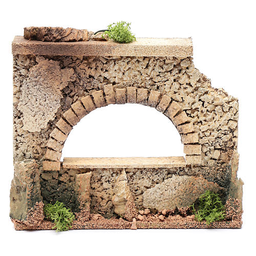 Nativity scene surrounding wall with arched window  15x20x5 cm 1