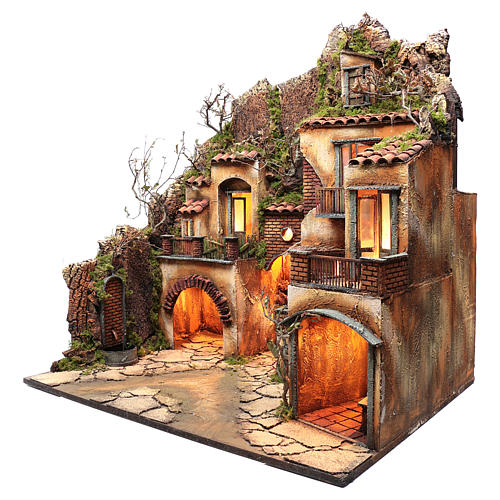 Aldeia presépio napolitano com fontanário 82x80x60 cm 2