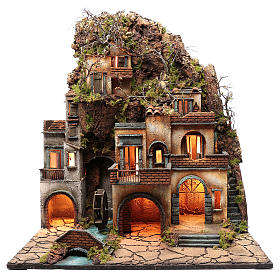 Belén napolitano: Aldea belén napolitano con molino 78x70x50 cm