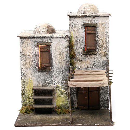 Arab style House with Fabric Pavilion 37X30X30 cm Neapolitan nativity 1