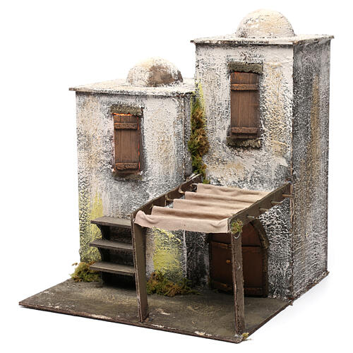 Arab style House with Fabric Pavilion 37X30X30 cm Neapolitan nativity 2