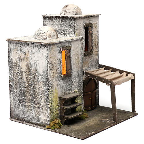 Arab style House with Fabric Pavilion 37X30X30 cm Neapolitan nativity 3