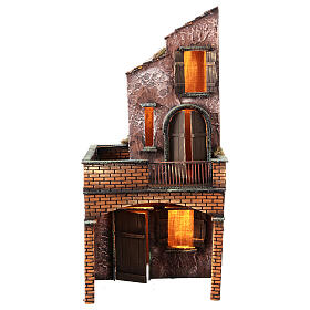 Maison en bois illuminée pour crèche napolitaine 63x30x27 cm
