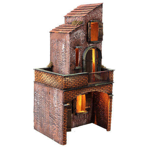Casa in legno per presepe napoletano 63X30X27 cm 3