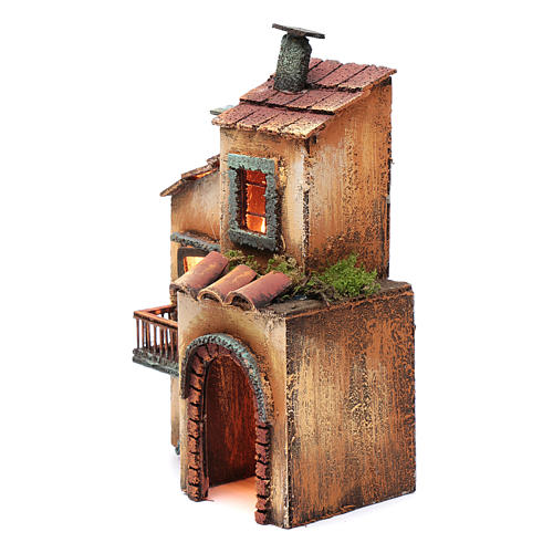 Haus mit Bogen und Balkon 28x17x11cm neapolitanische Krippe 2