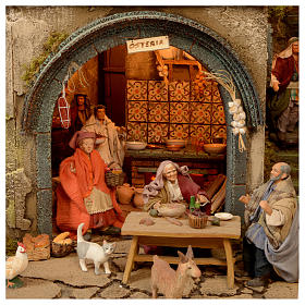 Village setting for Neapolitan Nativity scene 120x100x100 cm, module A, 26 shepherds, 2 movements - 14 cm