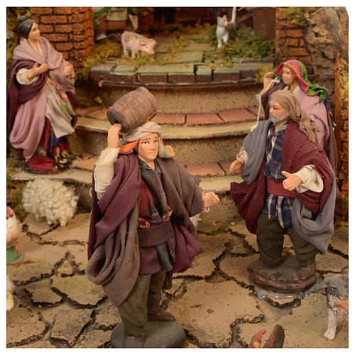 Village setting for Neapolitan Nativity scene 120x100x100 cm, module A, 26 shepherds, 2 movements - 14 cm 4