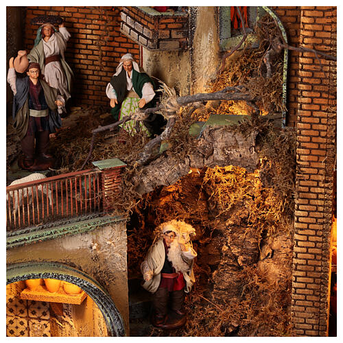 Bourgade crèche Naples mod. A 120x100x100 cm fontaine taverne 26 bergers de 14cm 2 mouvements 9