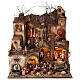 Bourgade crèche Naples mod. A 120x100x100 cm fontaine taverne 26 bergers de 14cm 2 mouvements s1