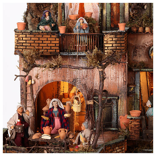 Village setting for Neapolitan Nativity scene 120x100x100 cm, module B, 34 shepherds, 7 movements - 14 cm, real water stream 3