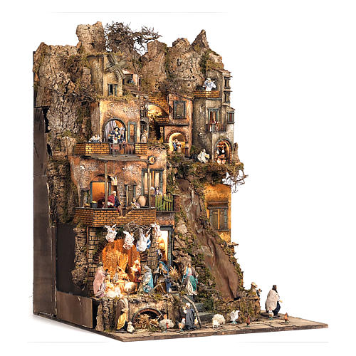 Aldeia em Miniatura com Natividade para Presépio de Nápoles, Peça B - 120 x 100 x 100 cm, 7 Movimentos, 34 Figuras, Rio Iluminado - 14 cm 3
