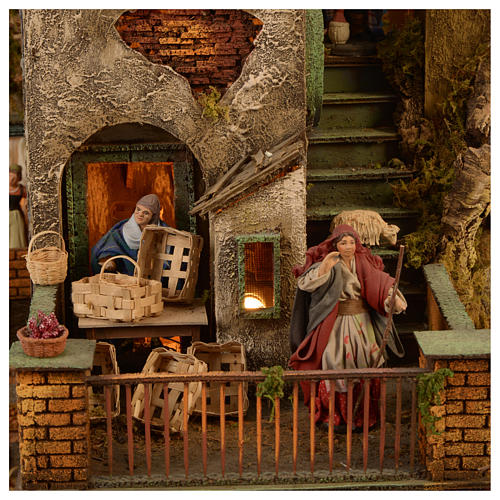 Village setting for Neapolitan Nativity scene 120x100x100 cm, module C, 34 shepherds, 9 movements - 14 cm 4