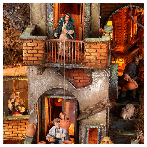 Village setting for Neapolitan Nativity scene 120x100x100 cm, module C, 34 shepherds, 9 movements - 14 cm 5