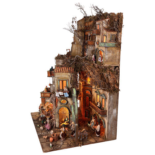 Village setting for Neapolitan Nativity scene 120x100x100 cm, module C, 34 shepherds, 9 movements - 14 cm 7