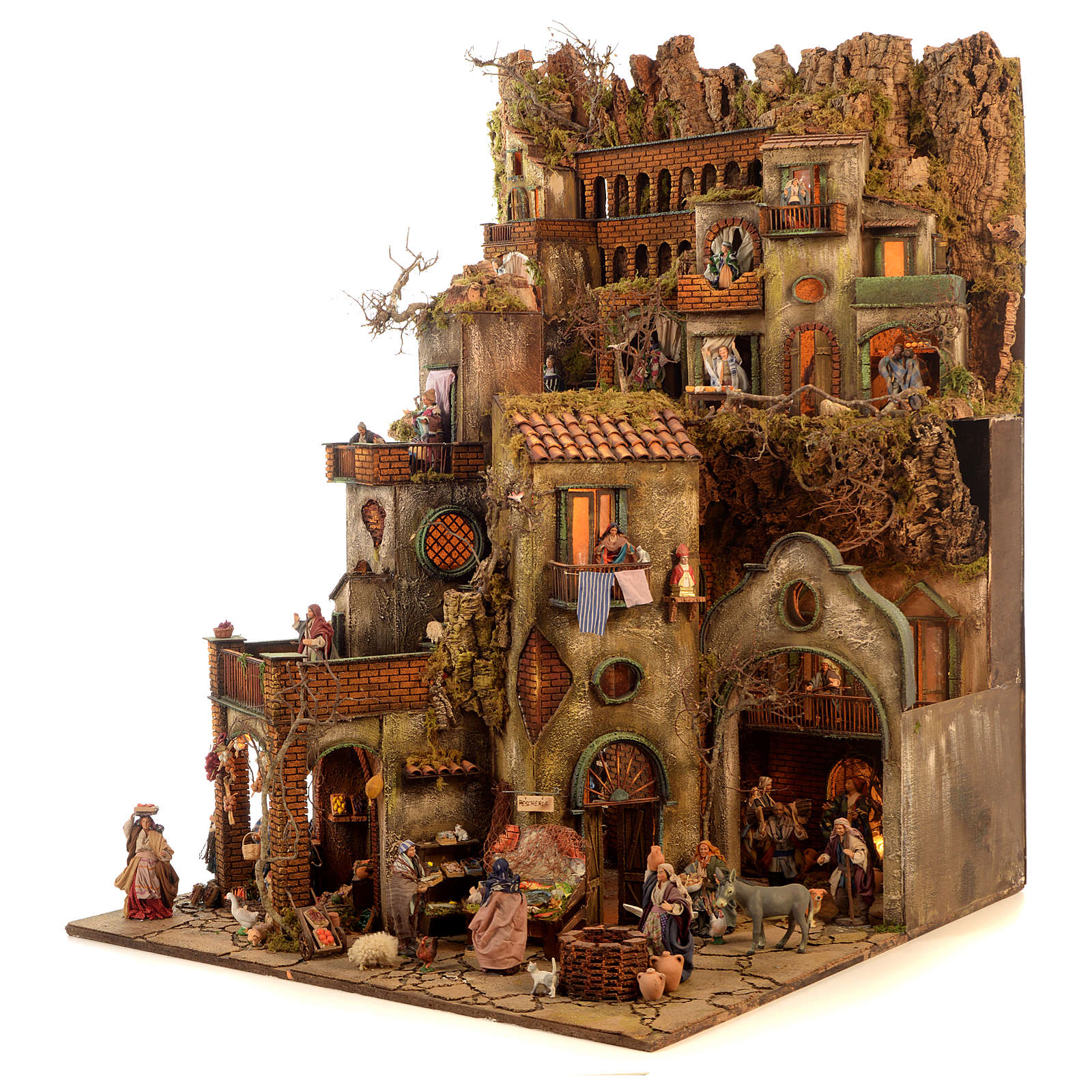 Neapolitan Nativity borough set C with fountain 120x100x100 online