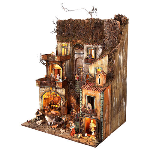 Village setting for Neapolitan Nativity scene 120x100x100 cm, module D, 25 shepherds, 3 movements - 14 cm 4