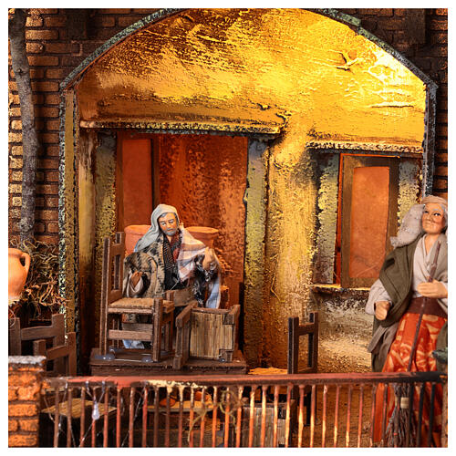 Village setting for Neapolitan Nativity scene 120x100x100 cm, module D, 25 shepherds, 3 movements - 14 cm 5