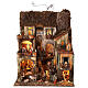 Bourgade crèche Naples mod. D 120x100x100 cm fontaine 25 santons de 14 cm 3 mouvements s1