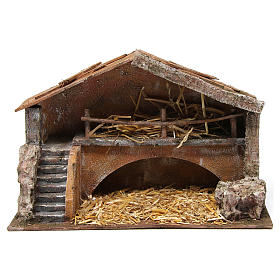Hut with stairs for 12cm nativity 35x20x25 cm