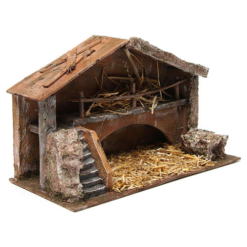 Hut with stairs for 12cm nativity 35x20x25 cm 3