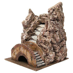 Ruscello ad acqua con ponte per presepe 10-12 cm 35x30x30 cm