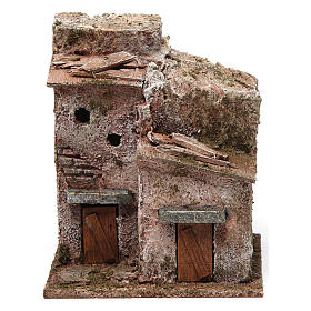 Häuser, Szenen und Geschäfte für Krippe: Haus mit zwei Türen für Krippe 10x10x10cm