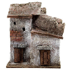 Casa em miniatura com duas portas para presépio com figuras de altura média 3 cm, medidas: 12x10x10 cm