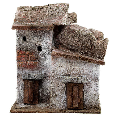 Casa em miniatura com duas portas para presépio com figuras de altura média 3 cm, medidas: 12x10x10 cm 1