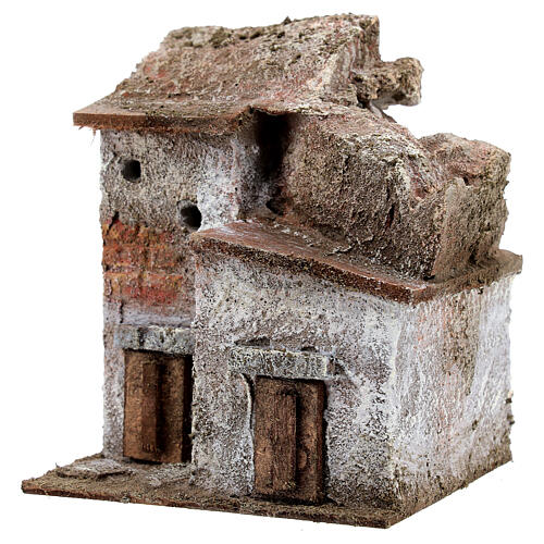 Casa em miniatura com duas portas para presépio com figuras de altura média 3 cm, medidas: 12x10x10 cm 2