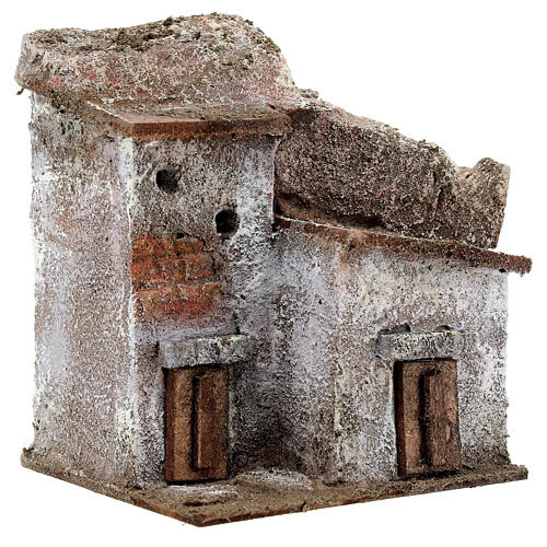 Casa em miniatura com duas portas para presépio com figuras de altura média 3 cm, medidas: 12x10x10 cm 3