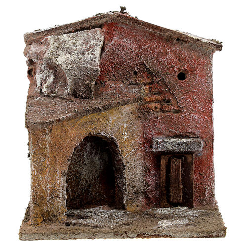 House with arched porch for nativity 10 cm 15x20x15 cm 1