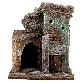 House with door and rocks for nativity scene