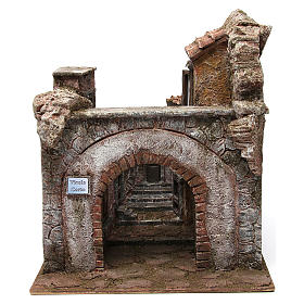 Casa com arco e escada para presépio com figuras de 10 cm, 35x30x40 cm