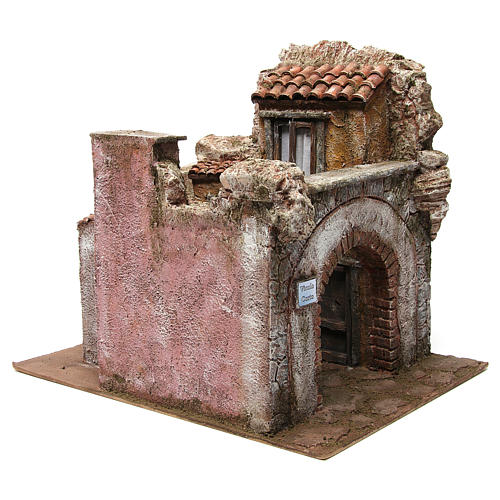 Casa com arco e escada para presépio com figuras de 10 cm, 35x30x40 cm 3