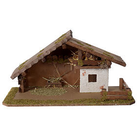 Étable crèche style nordique en bois 30x55x25 cm pour santons de 10-12 cm