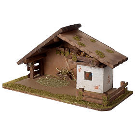 Étable crèche style nordique en bois 30x55x25 cm pour santons de 10-12 cm