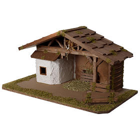 Estábulo presépio em madeira modelo escandinavo 30x55x30 cm para peças de 10-12 cm