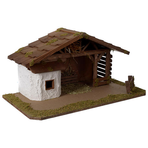 Estábulo presépio em madeira modelo escandinavo 30x55x30 cm para peças de 10-12 cm 3