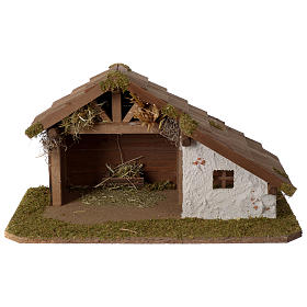 Nativity Barn in wood Nordic design 30x45x25cm for figurines of 10-12 cm