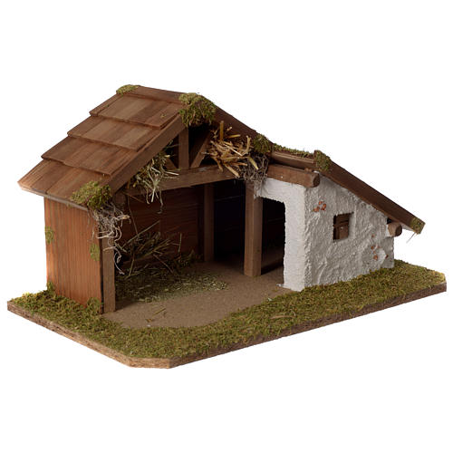 Nativity Barn in wood Nordic design 30x45x25cm for figurines of 10-12 cm 3