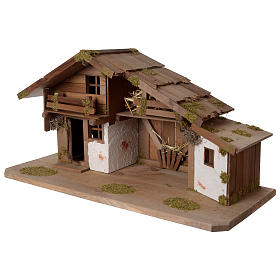 Capanna Presepe in legno stile scandinavo 40x70x30cm per statuine di 10-12 cm