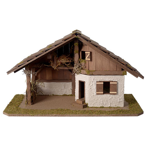 Maison crèche modèle scandinave en bois 37x60x30 cm pour santons de 10-12 cm 1