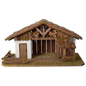 Casolare Presepe in legno artigianale modello nordico 30x60x30cm per statuine 10-12 cm