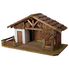 Casolare Presepe in legno artigianale modello nordico 30x60x30cm per statuine 10-12 cm