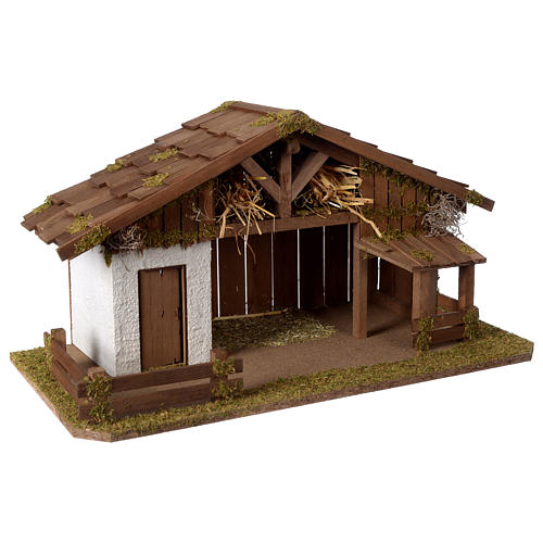 Nativity Homestead in Artisan wood Nordic Model 30x60x30cm for statues 10-12 cm 3