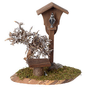Nicchia con Madonnina artigianale in legno 15x10x5cm per presepe 10-12 cm