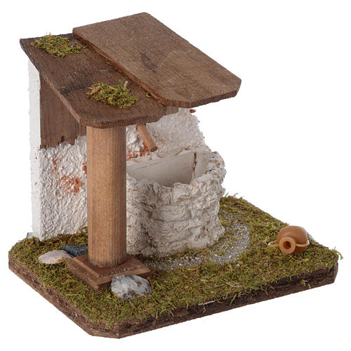 Artisan Fountain in wood and plaster 15x15x10 cm for nativity 10-12 cm 3