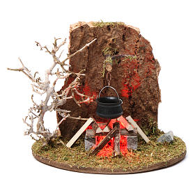 Campfire and pot for 10-12 cm nativity scene with led 3.5-4.5V