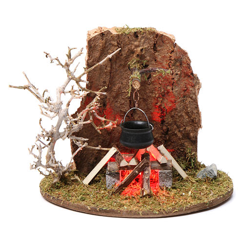 Campfire and pot for 10-12 cm nativity scene with led 3.5-4.5V 1