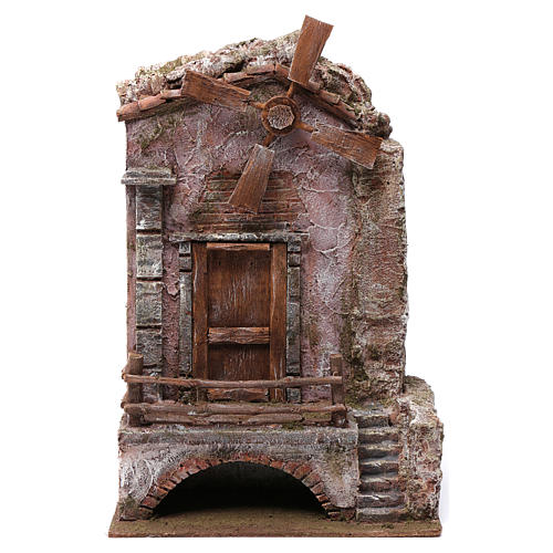 Windmill with door and stairs for nativity scene 45x18x24 cm 1
